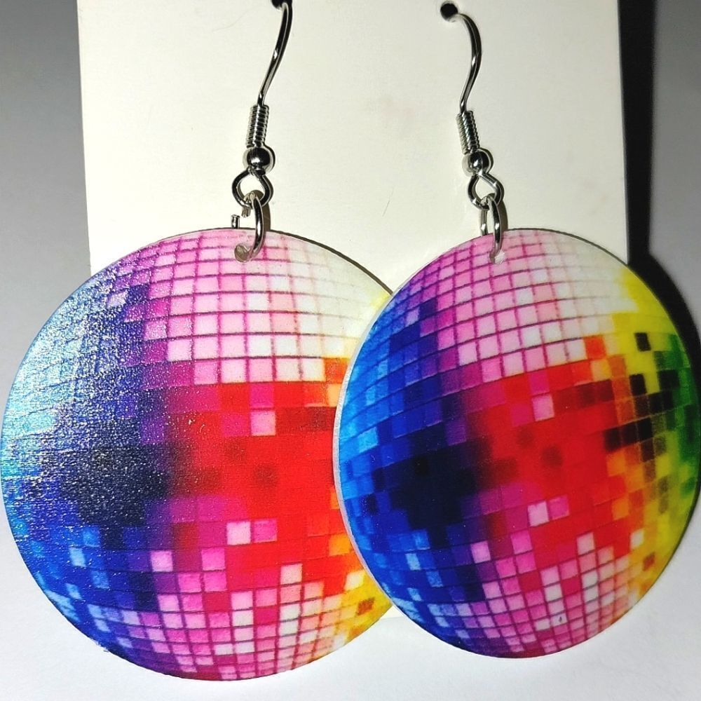 Colorful Fun Rainbow Earrings Disco